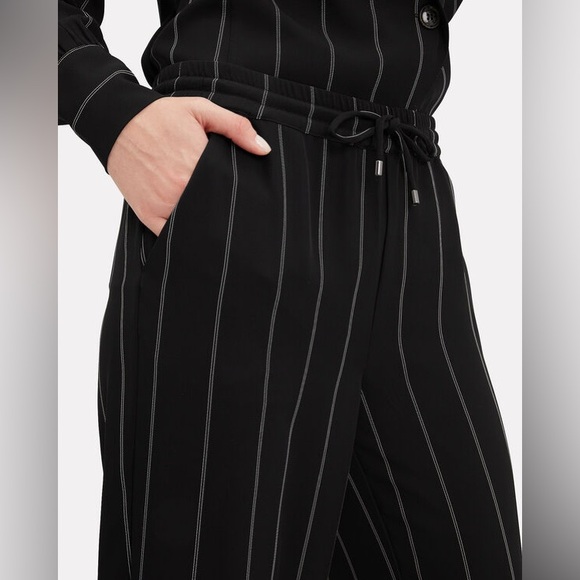 Anine Bing Isabella Pinstripe Pants Drawstring Pull On Black Stripe Size Medium - Picture 2 of 16